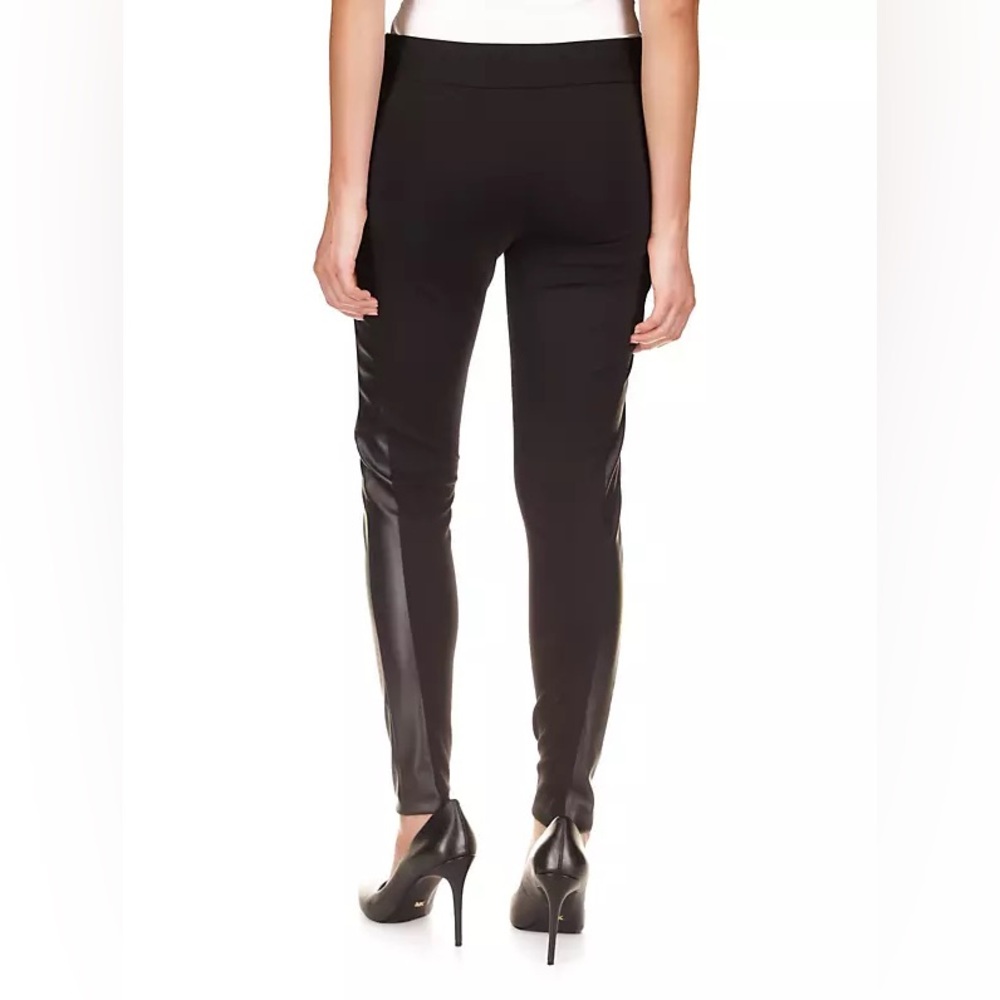MICHAEL Michael Kors Black Leggings with Faux Leather Side Panels Size Small